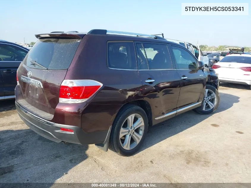 2012 Toyota Highlander Limited V6 VIN: 5TDYK3EH5CS053341 Lot: 40081349