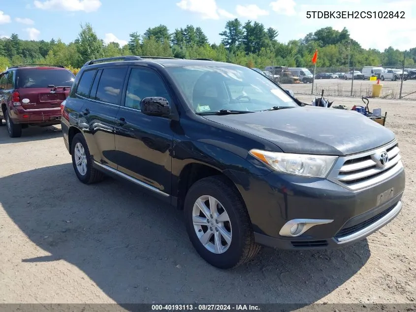 5TDBK3EH2CS102842 2012 Toyota Highlander Se V6