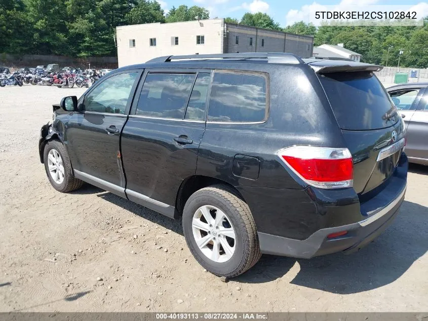 5TDBK3EH2CS102842 2012 Toyota Highlander Se V6