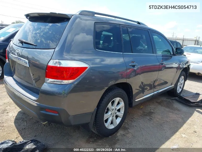 2012 Toyota Highlander Base V6 VIN: 5TDZK3EH4CS054713 Lot: 40222323