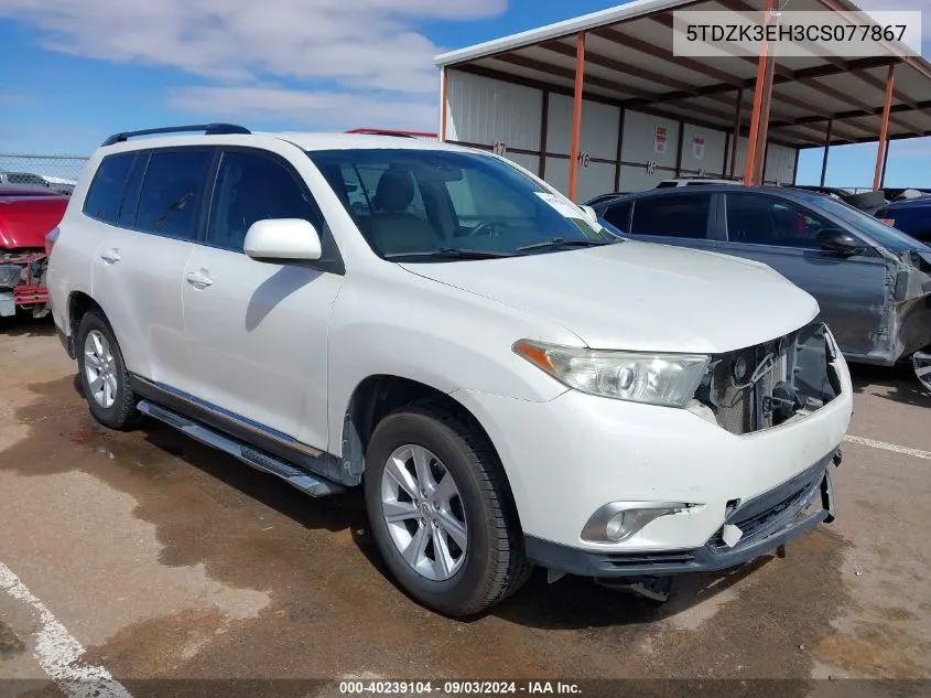 2012 Toyota Highlander Base V6 VIN: 5TDZK3EH3CS077867 Lot: 40239104