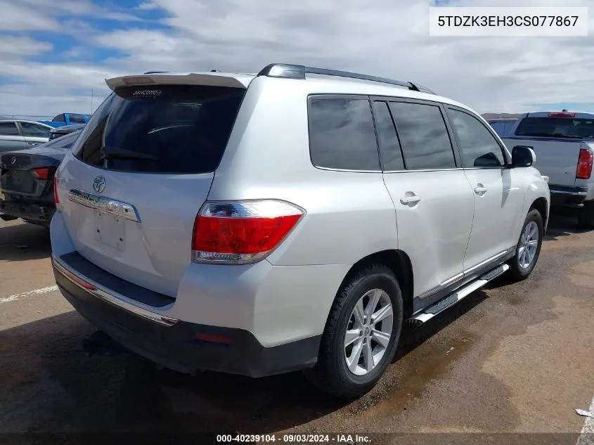 2012 Toyota Highlander Base V6 VIN: 5TDZK3EH3CS077867 Lot: 40239104