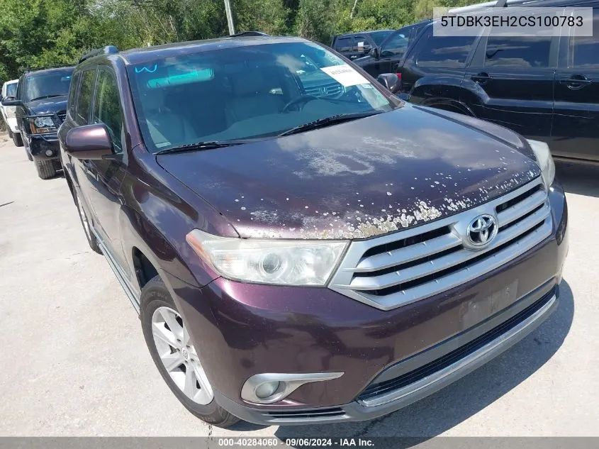 2012 Toyota Highlander Se V6 VIN: 5TDBK3EH2CS100783 Lot: 40284060