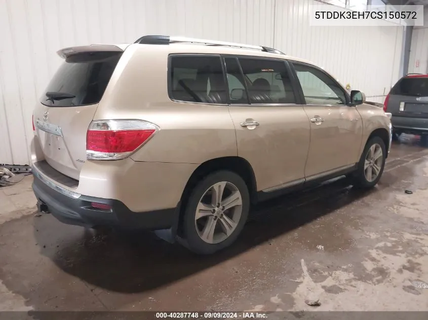 2012 Toyota Highlander Limited V6 VIN: 5TDDK3EH7CS150572 Lot: 40287748