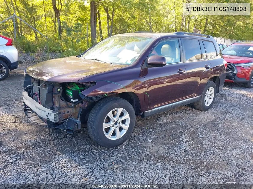 2012 Toyota Highlander Se V6 VIN: 5TDBK3EH1CS148808 Lot: 40290978