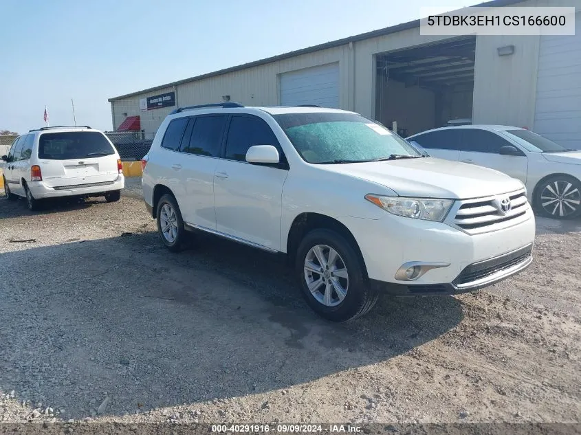 2012 Toyota Highlander Se V6 VIN: 5TDBK3EH1CS166600 Lot: 40291916