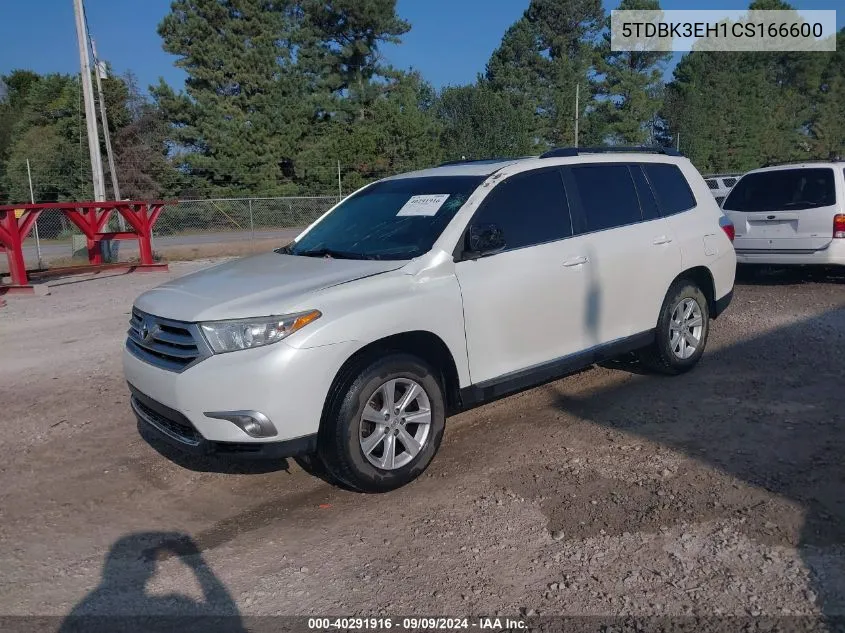 2012 Toyota Highlander Se V6 VIN: 5TDBK3EH1CS166600 Lot: 40291916