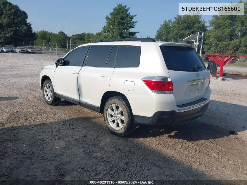 2012 Toyota Highlander Se V6 VIN: 5TDBK3EH1CS166600 Lot: 40291916