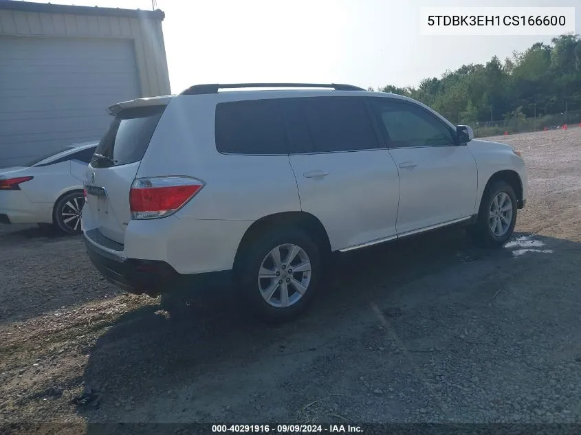 2012 Toyota Highlander Se V6 VIN: 5TDBK3EH1CS166600 Lot: 40291916