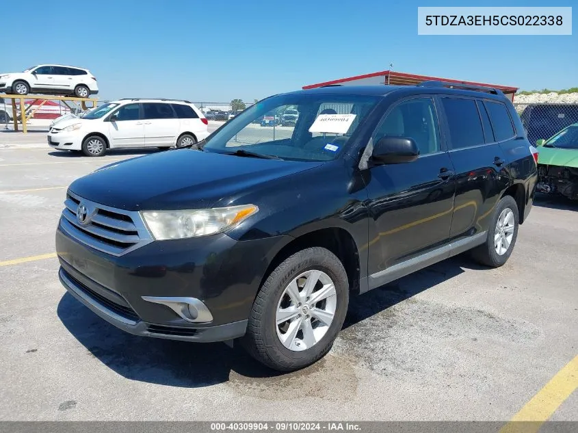 2012 Toyota Highlander VIN: 5TDZA3EH5CS022338 Lot: 40309904