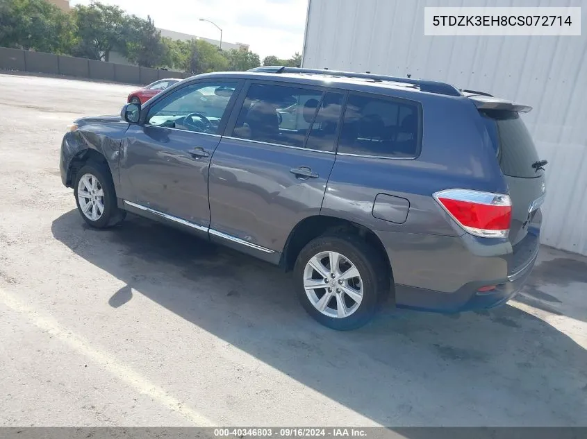 5TDZK3EH8CS072714 2012 Toyota Highlander Se V6