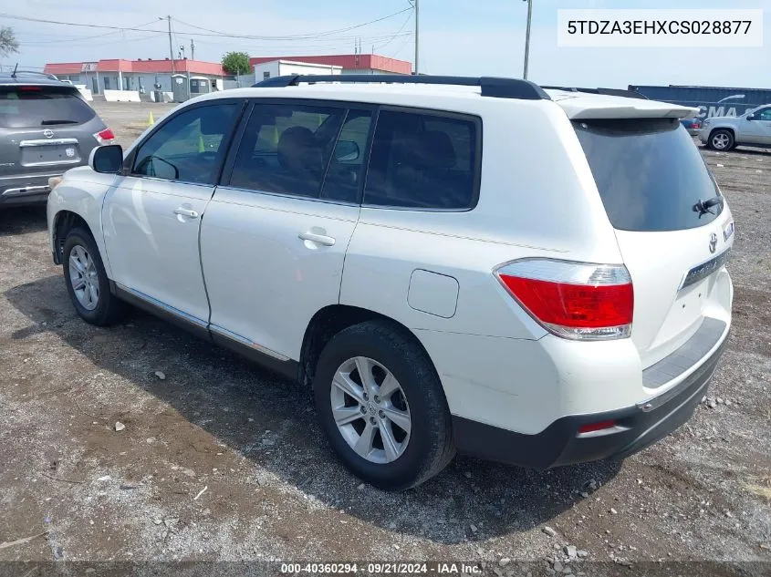 2012 Toyota Highlander VIN: 5TDZA3EHXCS028877 Lot: 40360294