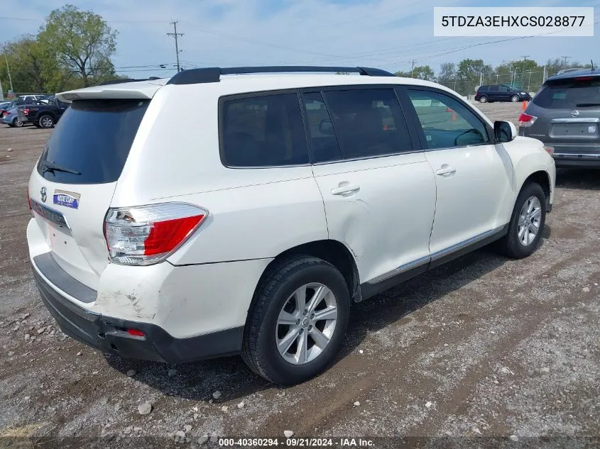 2012 Toyota Highlander VIN: 5TDZA3EHXCS028877 Lot: 40360294