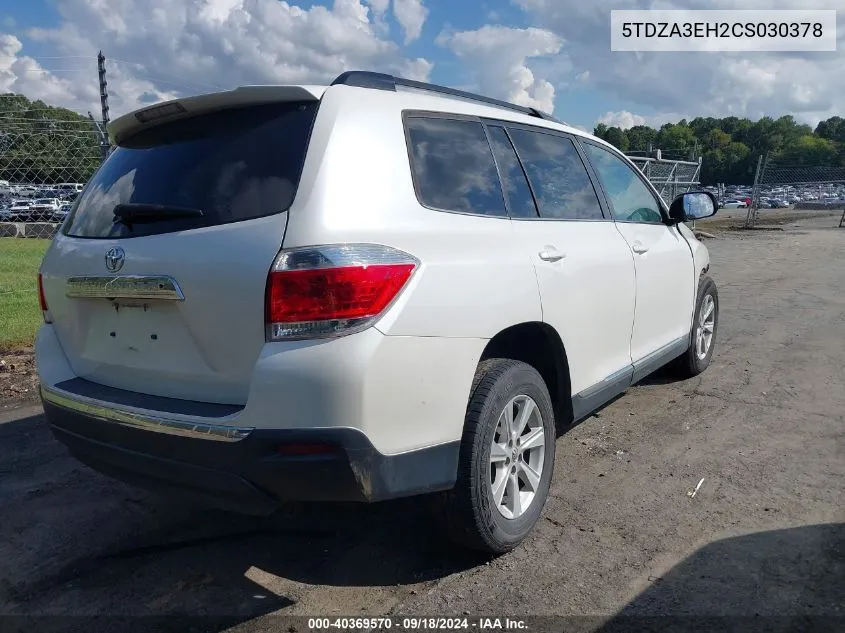 2012 Toyota Highlander Se VIN: 5TDZA3EH2CS030378 Lot: 40369570