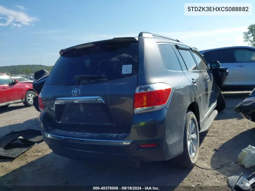 2012 Toyota Highlander Se V6 VIN: 5TDZK3EHXCS088882 Lot: 40378008