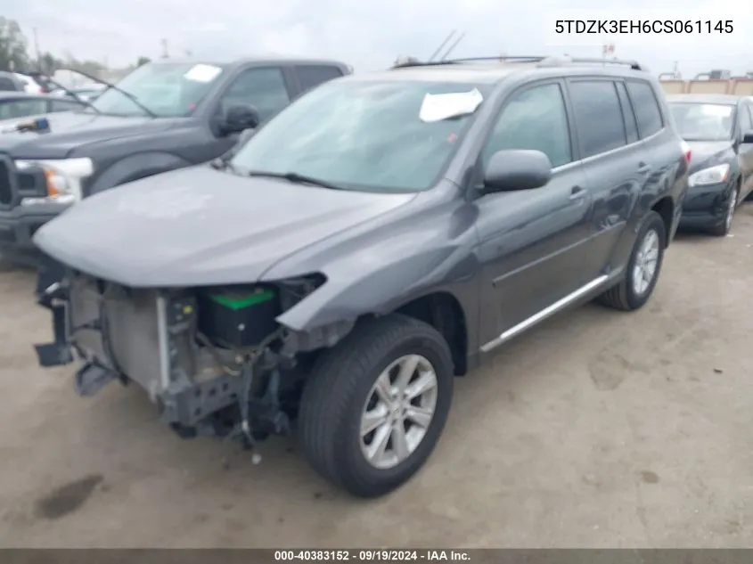 2012 Toyota Highlander Se V6 VIN: 5TDZK3EH6CS061145 Lot: 40383152