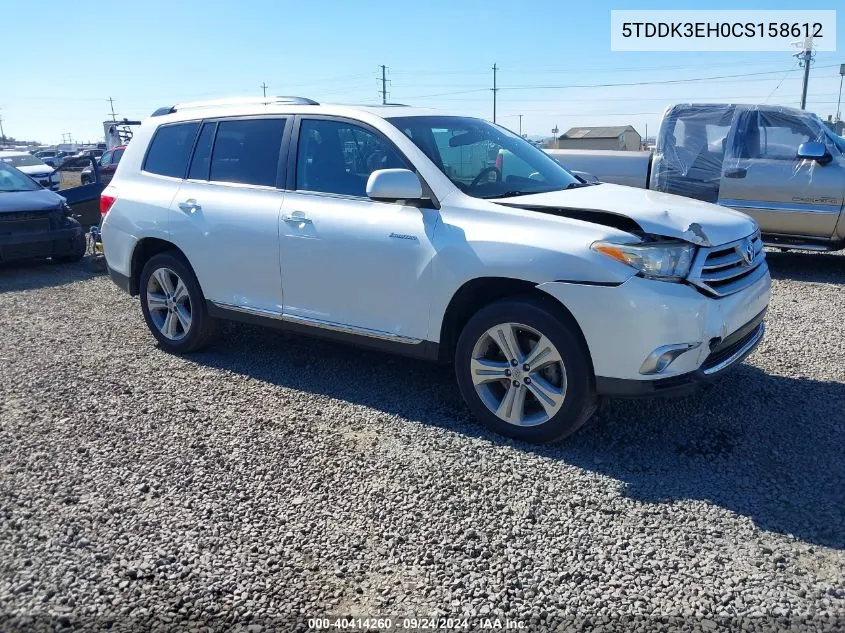 2012 Toyota Highlander Limited V6 VIN: 5TDDK3EH0CS158612 Lot: 40414260