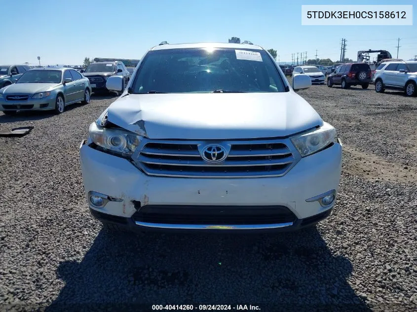 2012 Toyota Highlander Limited V6 VIN: 5TDDK3EH0CS158612 Lot: 40414260