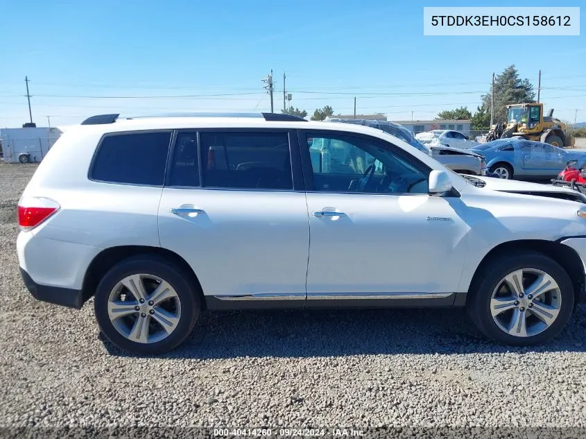 2012 Toyota Highlander Limited V6 VIN: 5TDDK3EH0CS158612 Lot: 40414260