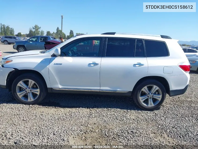 2012 Toyota Highlander Limited V6 VIN: 5TDDK3EH0CS158612 Lot: 40414260