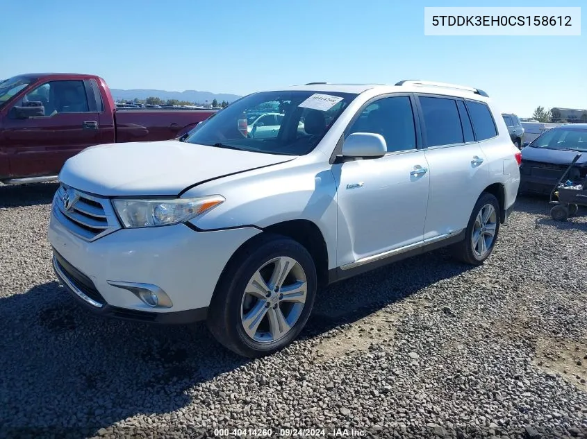 2012 Toyota Highlander Limited V6 VIN: 5TDDK3EH0CS158612 Lot: 40414260