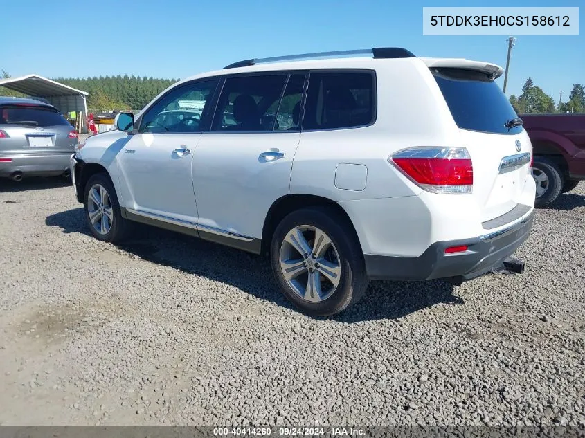 2012 Toyota Highlander Limited V6 VIN: 5TDDK3EH0CS158612 Lot: 40414260