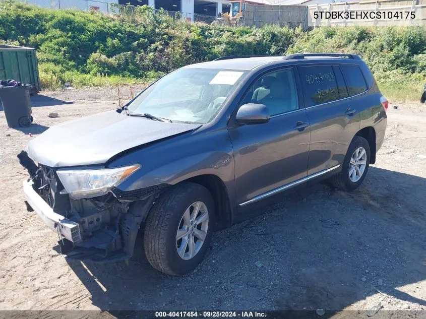 2012 Toyota Highlander Se V6 VIN: 5TDBK3EHXCS104175 Lot: 40417454