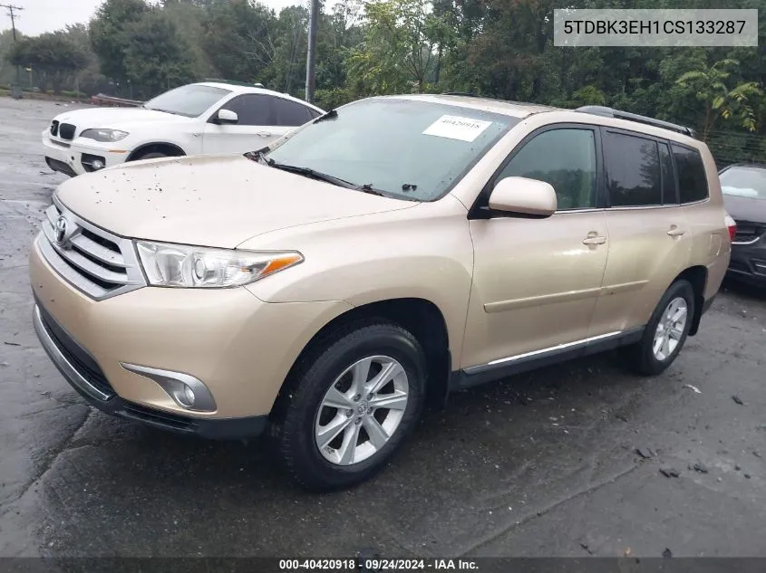 2012 Toyota Highlander Se VIN: 5TDBK3EH1CS133287 Lot: 40420918