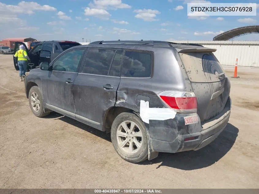 2012 Toyota Highlander Base V6 VIN: 5TDZK3EH3CS076928 Lot: 40435947