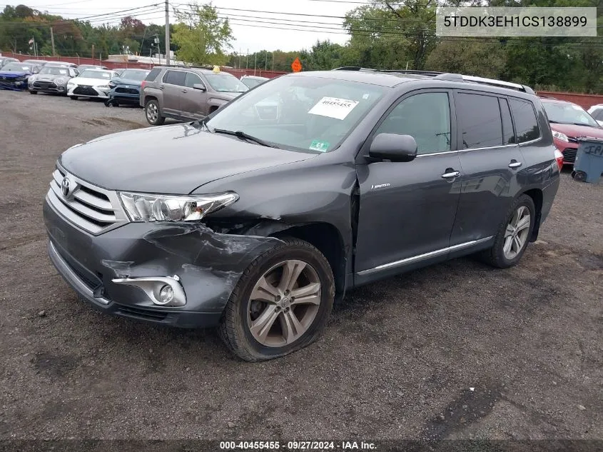 2012 Toyota Highlander Limited V6 VIN: 5TDDK3EH1CS138899 Lot: 40455455