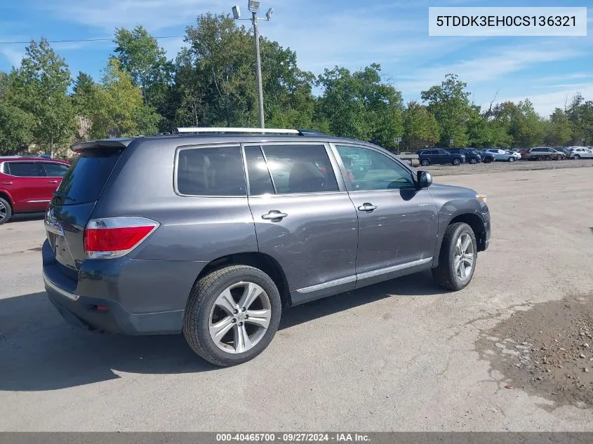 5TDDK3EH0CS136321 2012 Toyota Highlander Limited V6