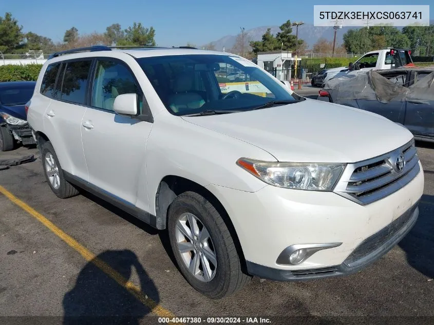 5TDZK3EHXCS063741 2012 Toyota Highlander Se V6