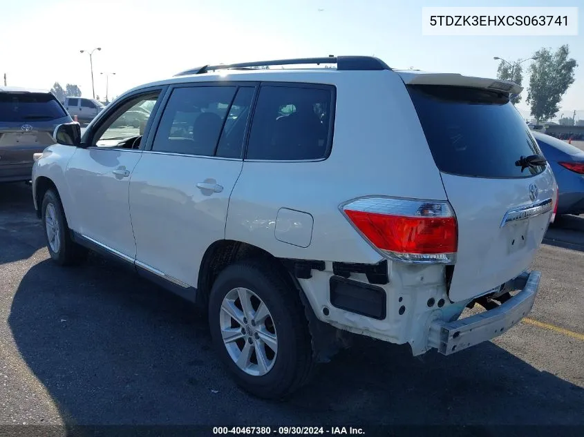 5TDZK3EHXCS063741 2012 Toyota Highlander Se V6