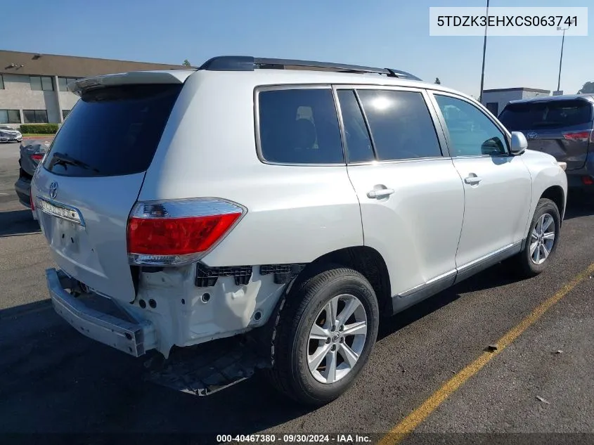 5TDZK3EHXCS063741 2012 Toyota Highlander Se V6