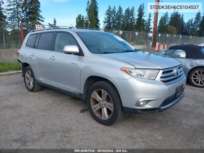 2012 Toyota Highlander Limited VIN: 5TDDK3EH6CS104537 Lot: 40467836