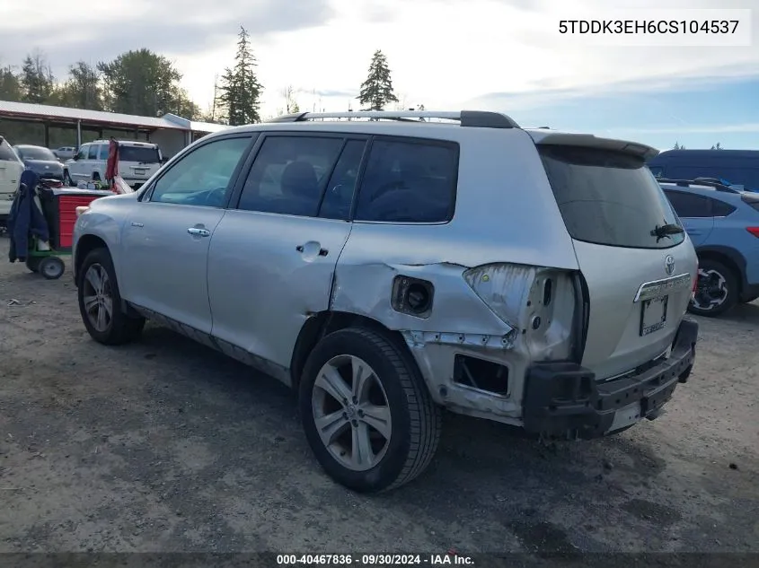 2012 Toyota Highlander Limited VIN: 5TDDK3EH6CS104537 Lot: 40467836