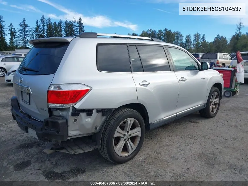 2012 Toyota Highlander Limited VIN: 5TDDK3EH6CS104537 Lot: 40467836