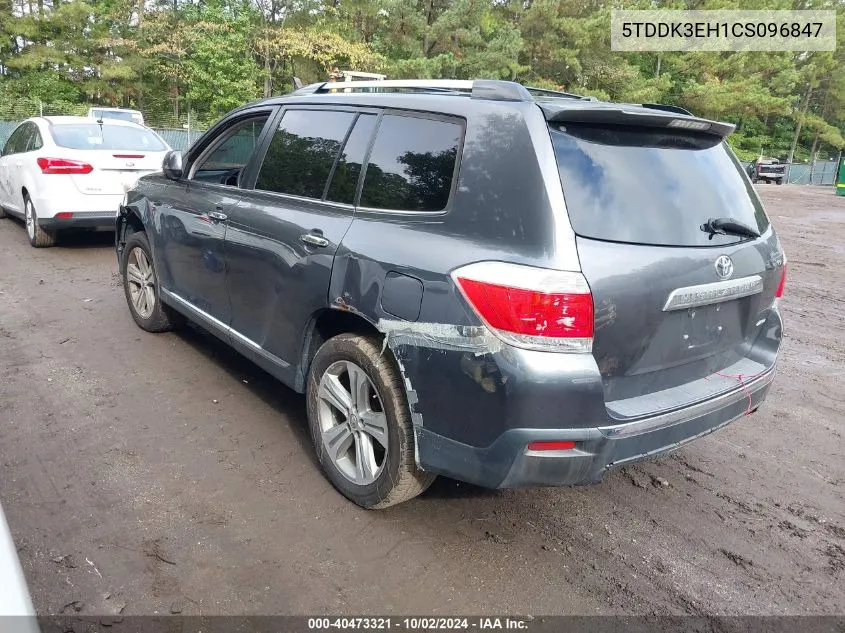 2012 Toyota Highlander Limited V6 VIN: 5TDDK3EH1CS096847 Lot: 40473321