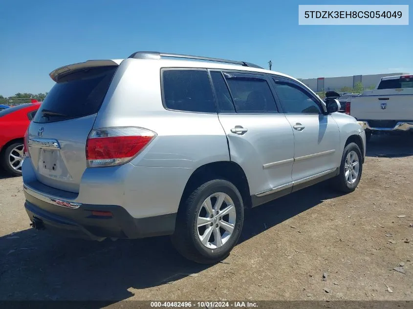 2012 Toyota Highlander Se VIN: 5TDZK3EH8CS054049 Lot: 40482496