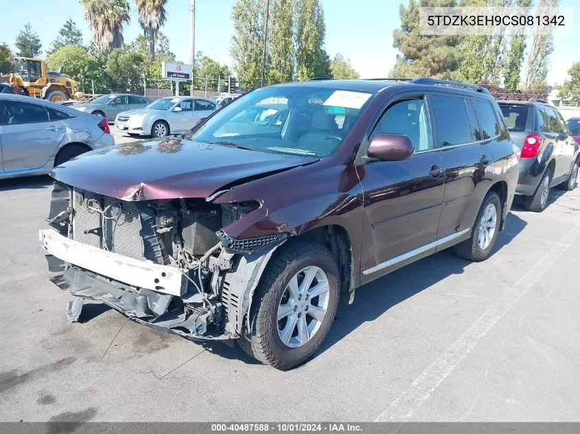 2012 Toyota Highlander Se VIN: 5TDZK3EH9CS081342 Lot: 40487588