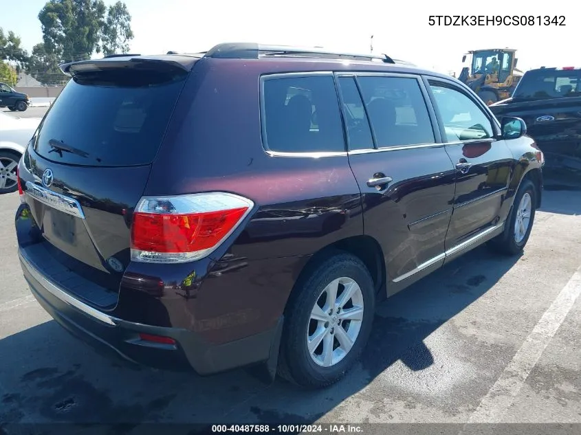 2012 Toyota Highlander Se VIN: 5TDZK3EH9CS081342 Lot: 40487588