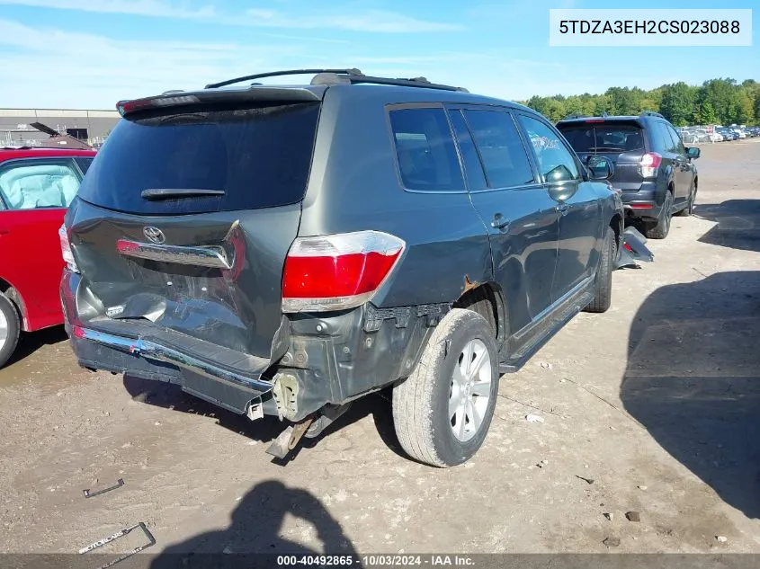 2012 Toyota Highlander VIN: 5TDZA3EH2CS023088 Lot: 40492865