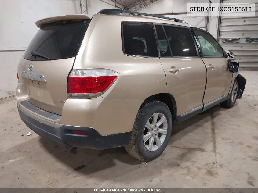 2012 Toyota Highlander Se VIN: 5TDBK3EHXCS155613 Lot: 40493484