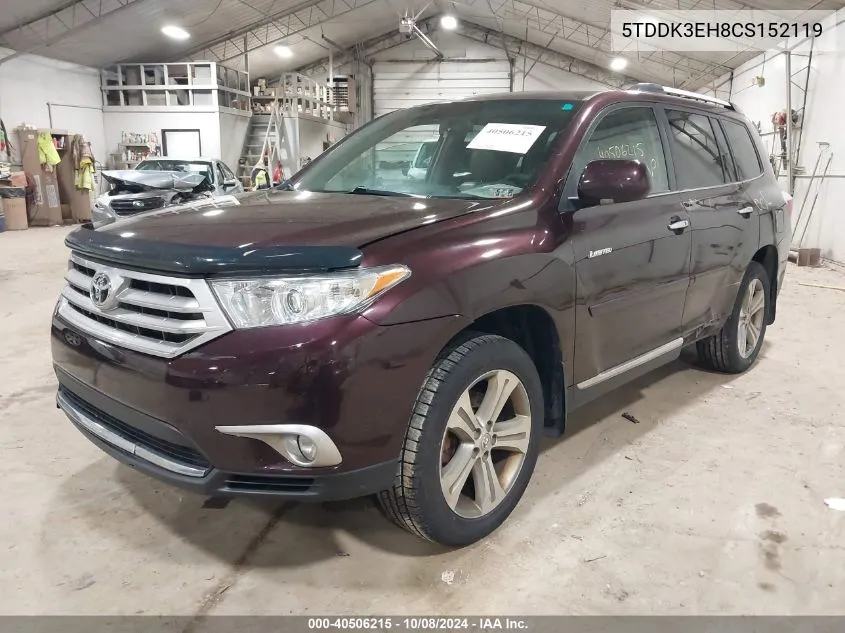 2012 Toyota Highlander Limited VIN: 5TDDK3EH8CS152119 Lot: 40506215