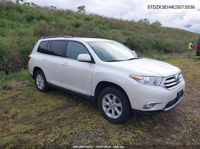 2012 Toyota Highlander Se VIN: 5TDZK3EH4CS073536 Lot: 40514632