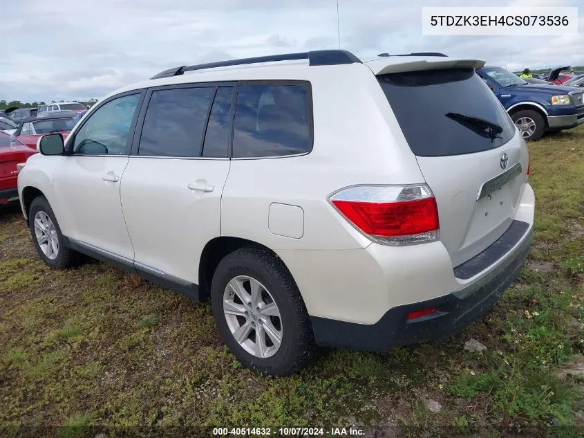 2012 Toyota Highlander Se VIN: 5TDZK3EH4CS073536 Lot: 40514632