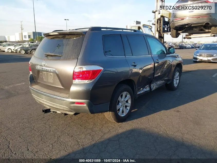 2012 Toyota Highlander Se VIN: 5TDZA3EHXCS029270 Lot: 40531059