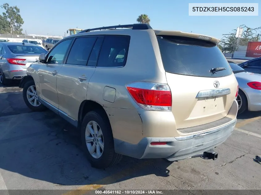 2012 Toyota Highlander Se V6 VIN: 5TDZK3EH5CS085243 Lot: 40541162