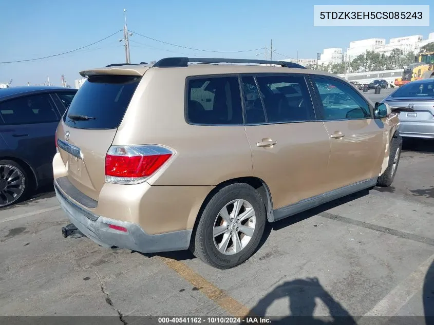 2012 Toyota Highlander Se V6 VIN: 5TDZK3EH5CS085243 Lot: 40541162