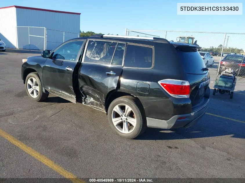 2012 Toyota Highlander Limited V6 VIN: 5TDDK3EH1CS133430 Lot: 40545989